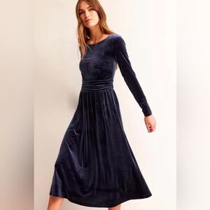 Boden Navy Abigale Velvet Midi Dress - NWT Size 10
